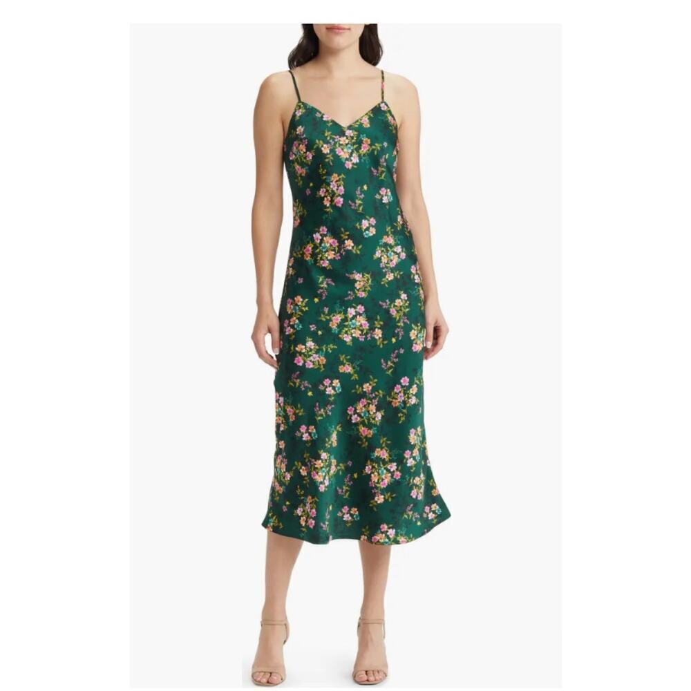 NWT Lost + Wander Sarah Floral Print Midi Slipdress Green Size Medium